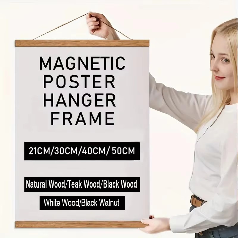 Engraved Wood Frame - ที่แขวนโปสเตอร์แม่เหล็กขนาด 21 30 40 50 ซม.