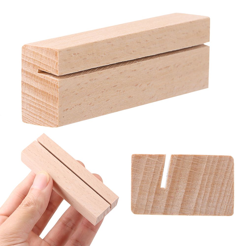 Engraved Wood Frame - กรอบรูปฐานโต๊ะการ์ดไม้ธรรมชาติหมายเหตุคลิป Photo Holder Clamps รองรับ Desktop