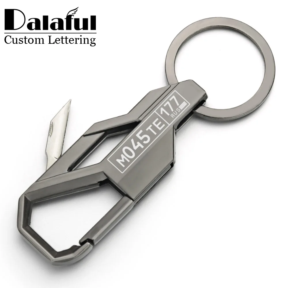 Initial Ring Custom - มีดมินิพวงกุญแจพับได้ส่วนบุคคลรถ Palte ชื่อโทรศัพท์หมายเลขตัวอักษรสำหรับผู้ถือ Key Chain ผู้ชายพวงกุญแจ