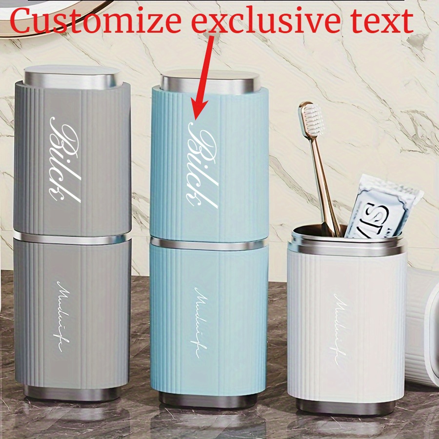 Personalized Name Box - กล่องเก็บแปรงสีฟันแบบพกพาชื่อส่วนบุคคลเพื่อการแยกแยะที่ง่ายดายระหว่างการเดินทาง ถ้วยน้ำยาบ้วนปากในช่วงเปิดเทอม