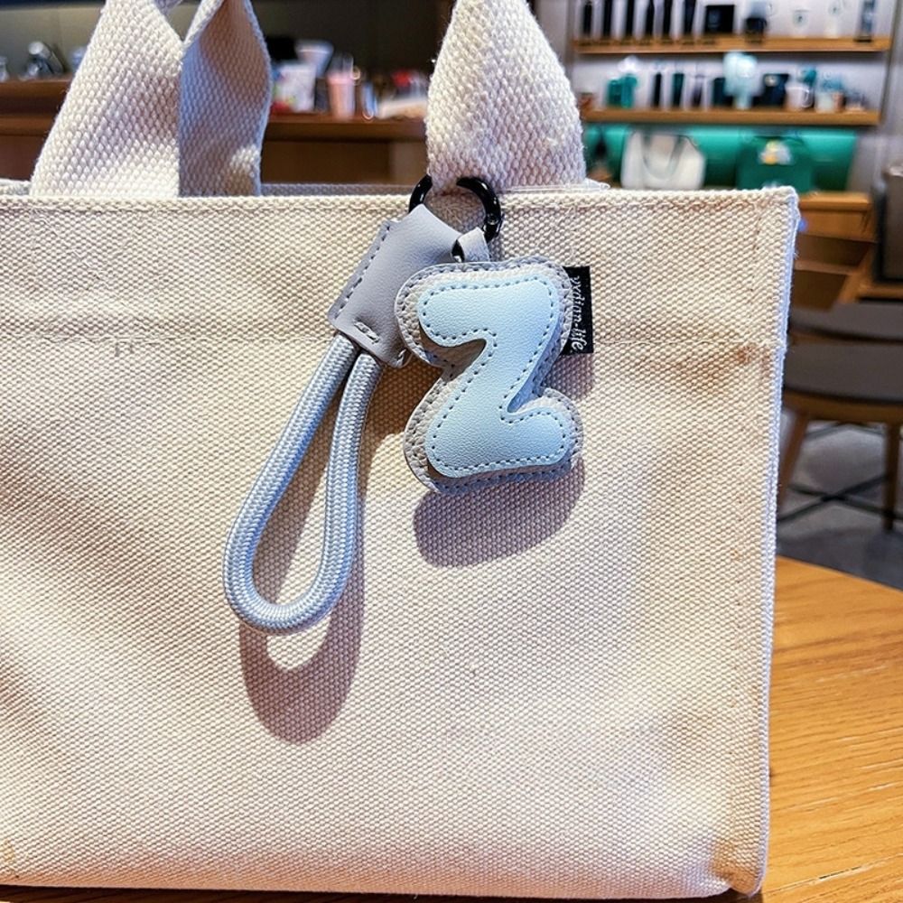 Monogram Keychain Leather - หวาน 26 ตัวอักษรพวงกุญแจ PU หนังพวงกุญแจรถตัวอักษร Key
