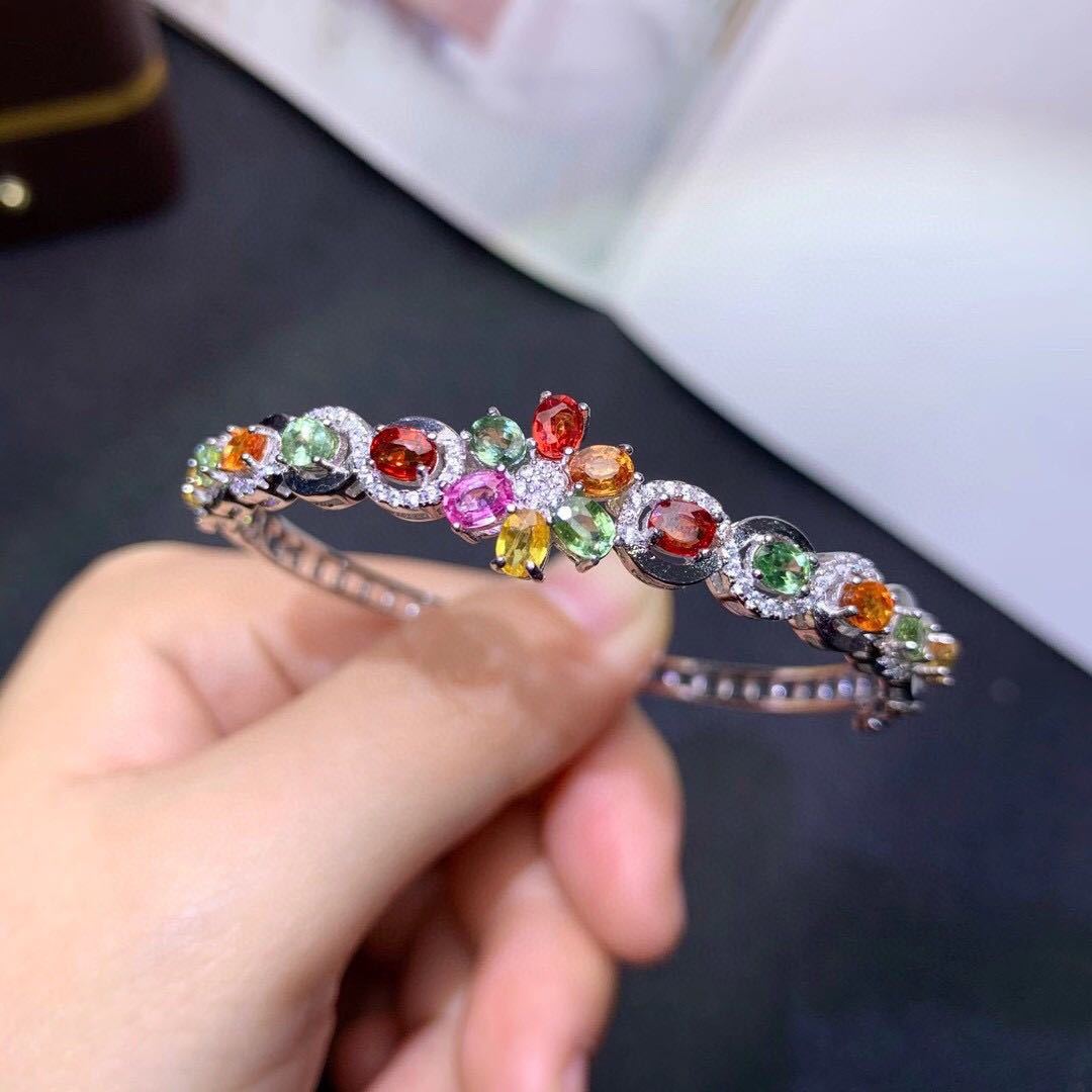 Coordinates Bracelet - Foydjew ใหม่หรูหรา Rainbow Candy สีทัวร์มาลีนประดิษฐ์สร้อยข้อมือผู้หญิงแฟชั่นเงินสร้อยข้อมือกําไลข้อมือสําหรับสตรี