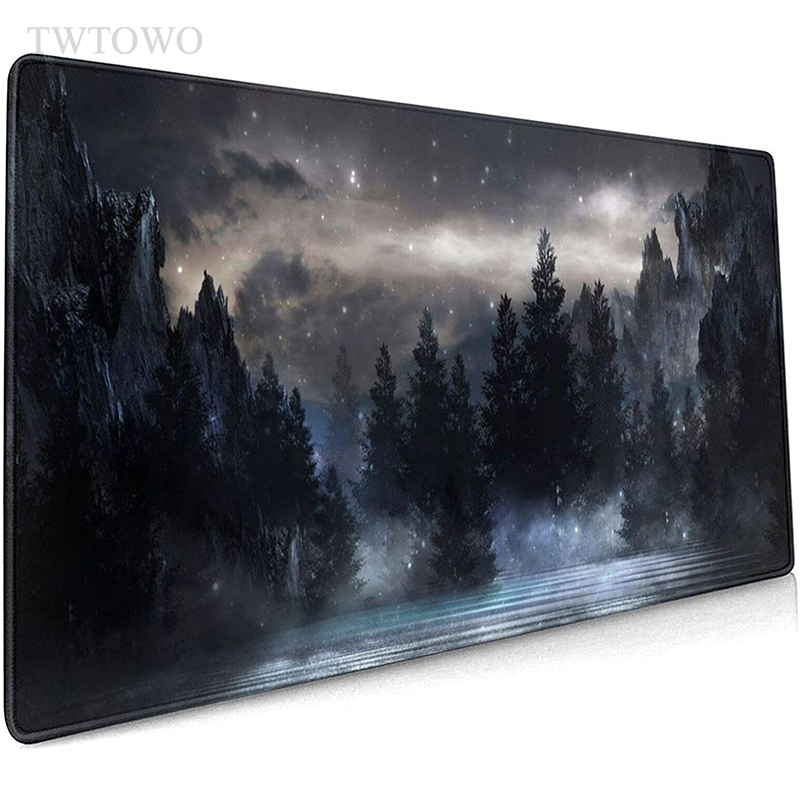 Custom Night Sky - แผ่นรองเมาส์ Black Night Sky Mountain Forest