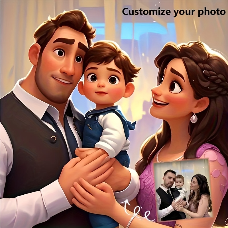 Pet Portrait Custom - ภาพพิมพ์บนผ้าใบลายการ์ตูนแบบปรับแต่งได้ ของขวัญรูปถ่ายส่วนตัว คู่รักอนิเมะ ครอบครัวสัตว์เลี้ยง เหมาะสำหรับวันเกิด วันวาเลนไทน์