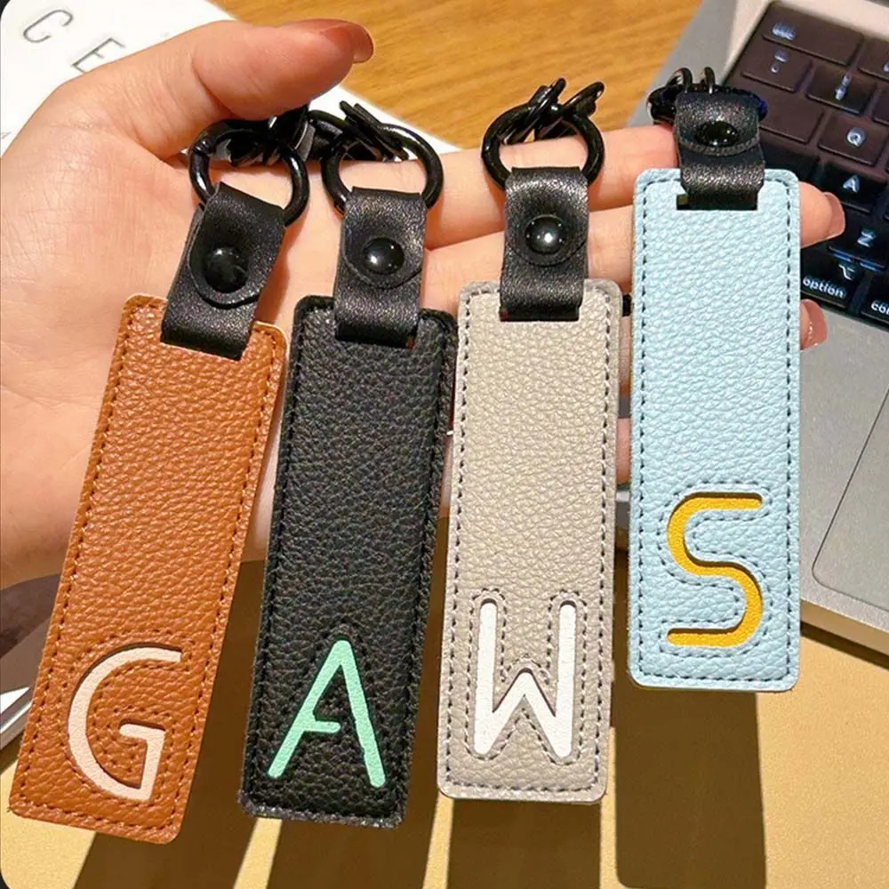 Monogram Keychain Leather - คลาสสิก Pu พวงกุญแจหนัง A-Z 26 ชื่อย่อ