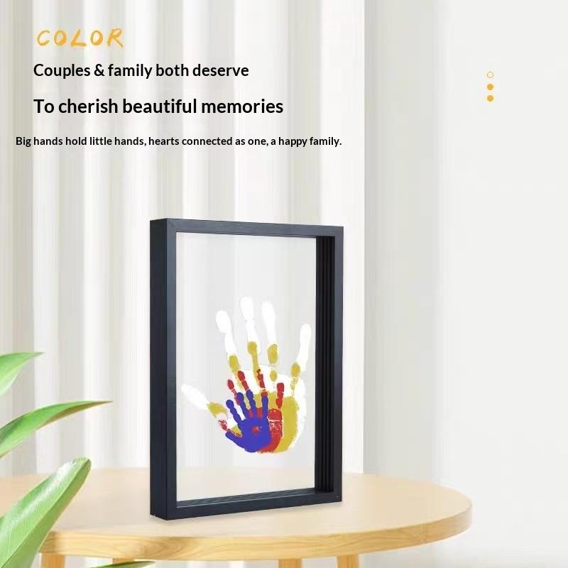 Engraved Wood Frame - ชุดกรอบรูปพิมพ์มือครอบครัวแบบใหม่ 1 ชุด กรอบรูปไม้ DIY พร้อมชุดอุปกรณ์พิมพ์มือ