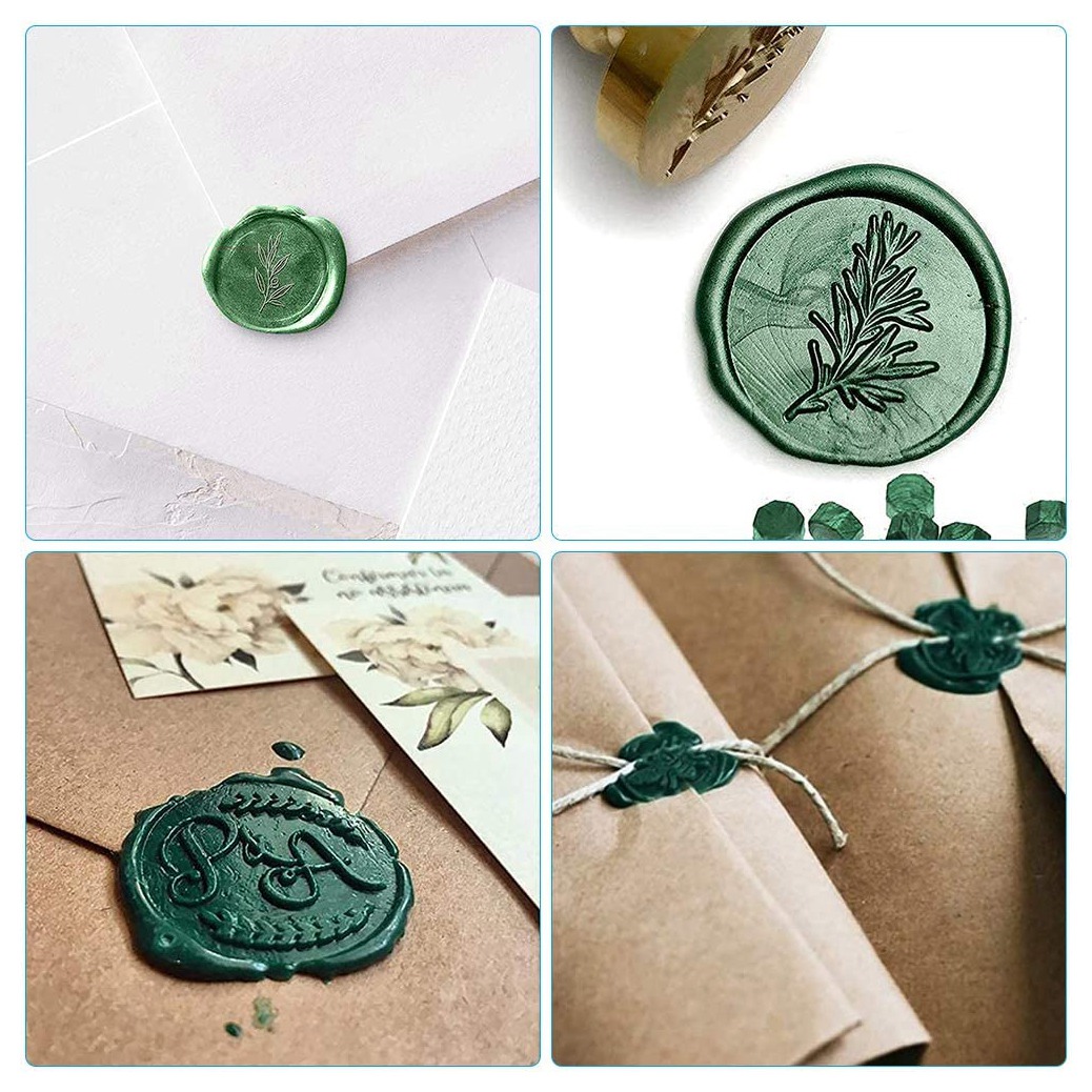 Wax Seal Letter Kit - เม็ดแว็กซ์ซีล AT84, เม็ดแว็กซ์ซีล 200 ชิ้น, ชุดแว็กซ์ซีลสีเขียวสำหรับประทับตราและเขียนจดหมาย