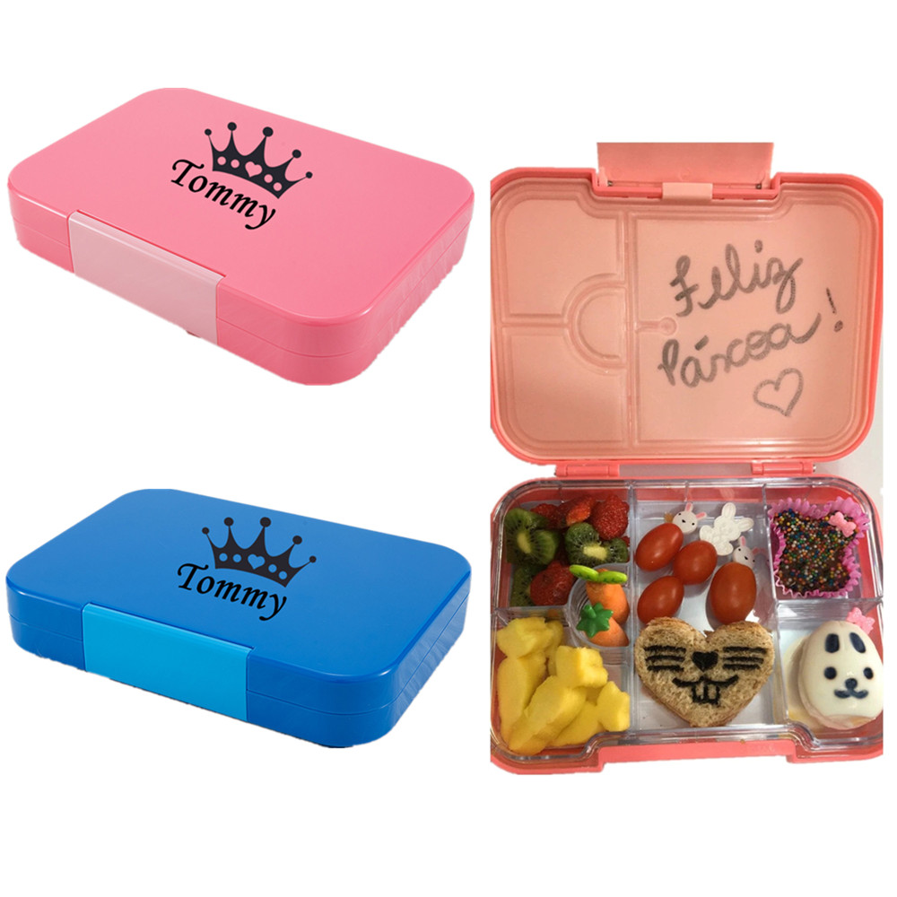Personalized Name Box - MIYOCAR ส่วนบุคคลๆชื่อกล่องอาหารกลางวัน6ช่องปรับได้เหมาะสำหรับขนาดชิ้นส่วน BPA-ไมโครเวฟเครื่องล้างจานอาหาร-ปลอดภัย