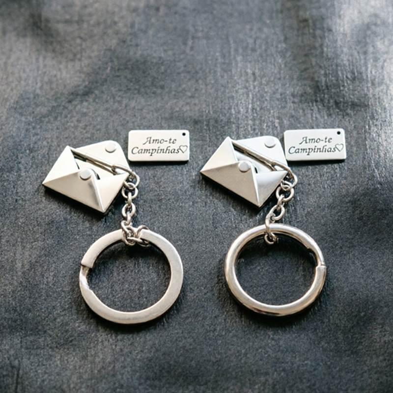 Initial Ring Custom - พวงกุญแจสแตนเลสแบบเปิดได้ สลักชื่อได้ตามต้องการ ของขวัญสำหรับคู่รัก ตกแต่งกระเป๋า รถยนต์