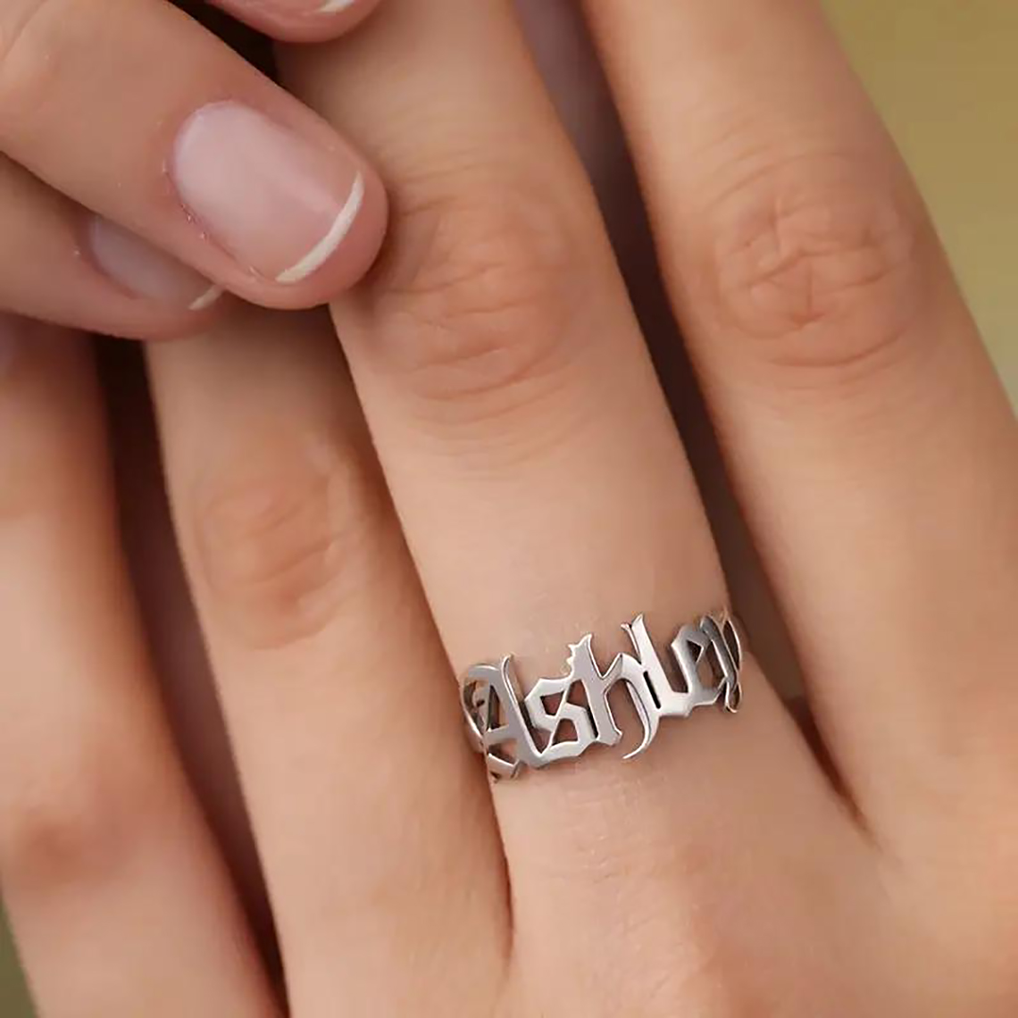 Initial Ring Custom - CUSTOM GOLD แหวนผู้หญิงแหวนโกธิคเก่าภาษาอังกฤษแหวนสแตนเลสส่วนบุคคลเครื่องประดับงานแต่งงานเดทของขวัญ