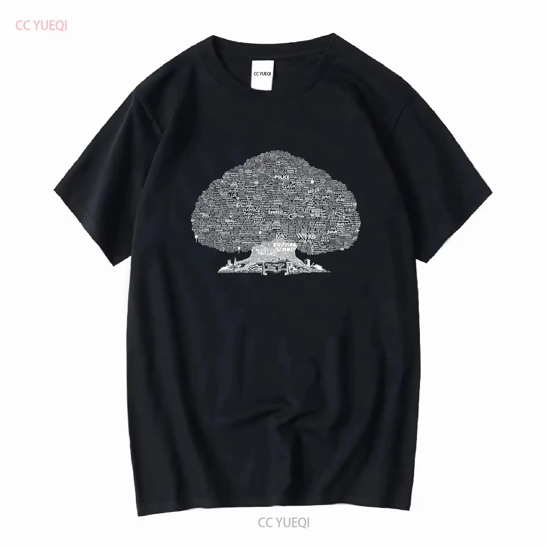 Family Tree Print - เสื้อยืดลายต้นไม้ครอบครัววงดนตรีร็อคสไตล์อังกฤษ วินเทจยุค 90 ผลิตในอเมริกา ไซส์ใหญ่สำหรับผู้ชาย เสื้อผ้าดีไซน์เนอร์สไตล์วินเทจแบบซักแล้ว
