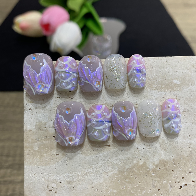 เล็บปลอมลายดอกไม้ผีเสื้อ 10 ชิ - Pressed Flower Art บทวิจารณ์และราคา