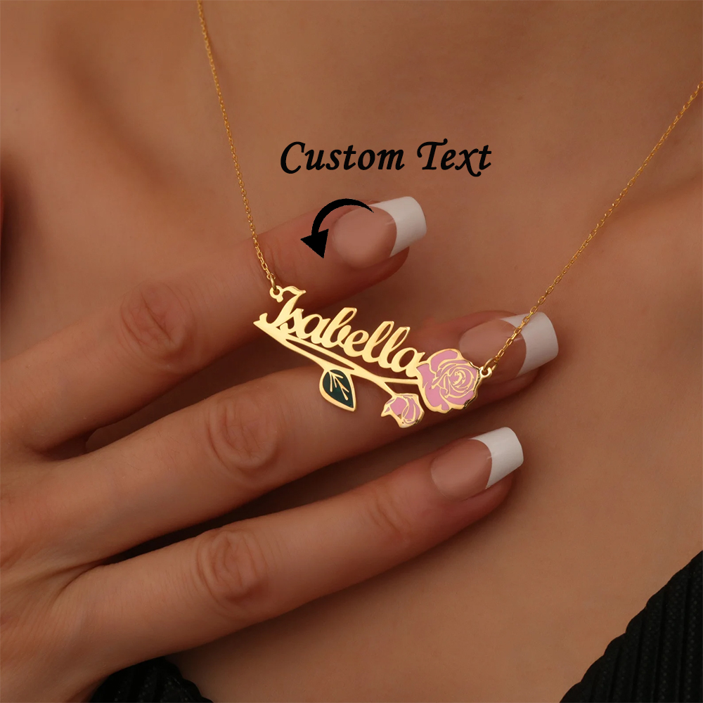 สร้อยคอชื่อดอกไม้ประจำวันเกิดห - Name Necklace Custom บทวิจารณ์และราคา