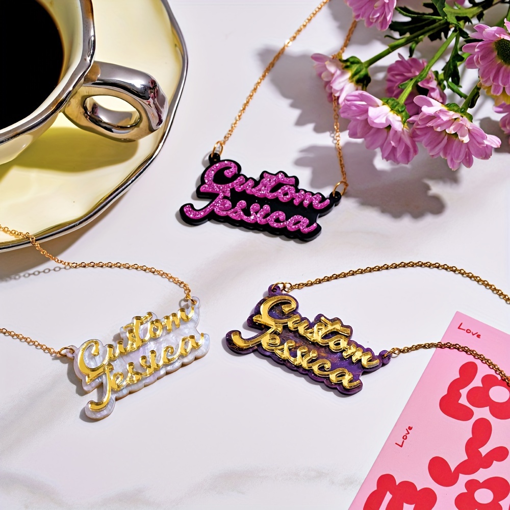 สร้อยคออะคริลิกสองชั้นแบบกำหนด - Name Necklace Custom บทวิจารณ์และราคา