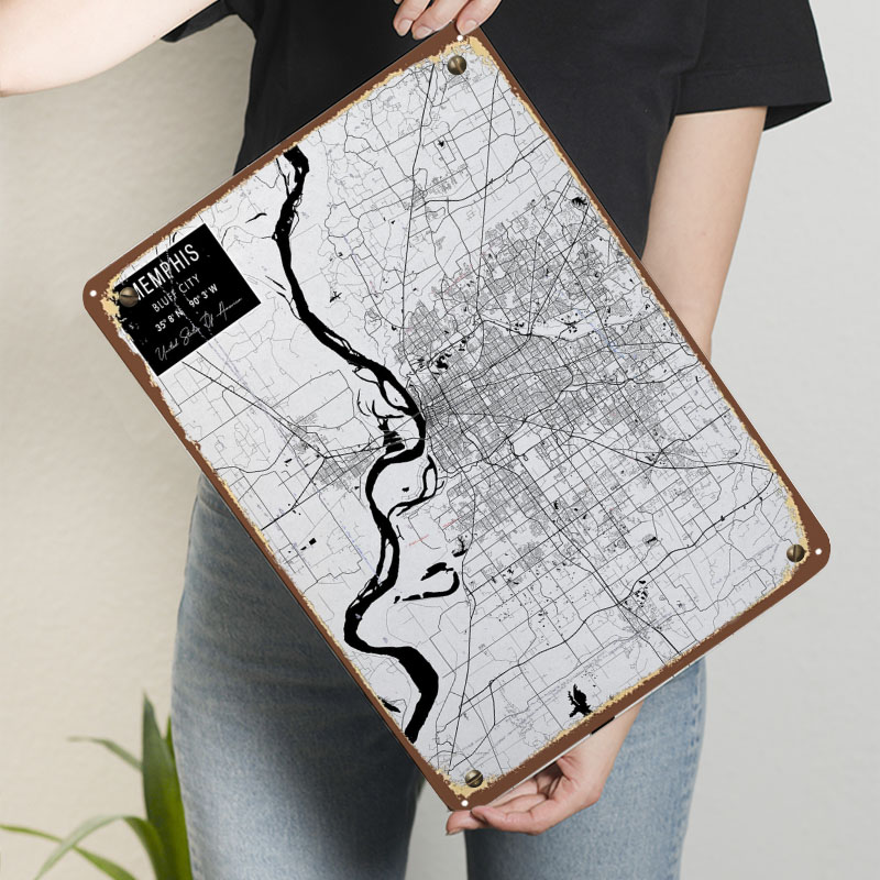 เมมฟิส TN USA Tinplate ป้ายแผน - Custom Map Poster บทวิจารณ์และราคา