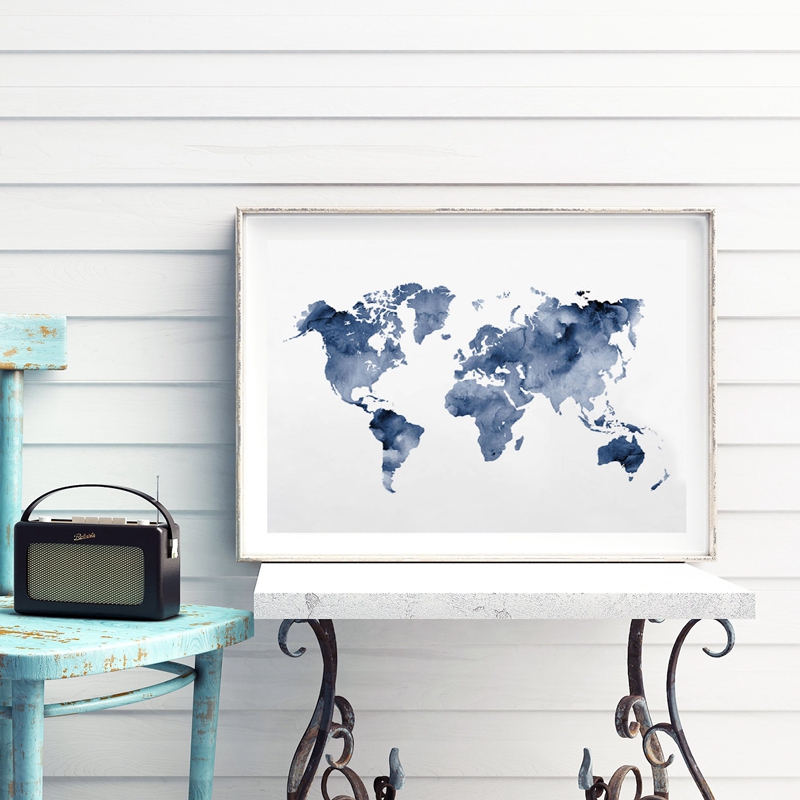 Blue World แผนที่พิมพ์ Navy แผ - Custom Star Map บทวิจารณ์และราคา