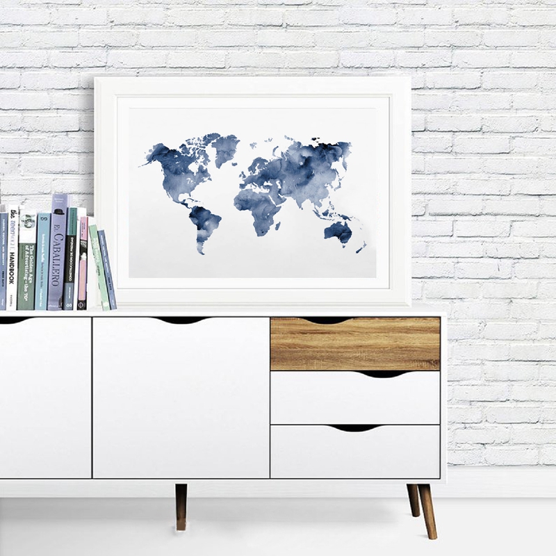 Blue World แผนที่พิมพ์ Navy แผ - Custom Star Map บทวิจารณ์และราคา