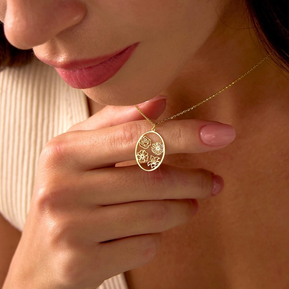 สร้อยคอพร้อมจี้ดอกไม้ประจำเดือ - Birth Flower Necklace บทวิจารณ์และราคา