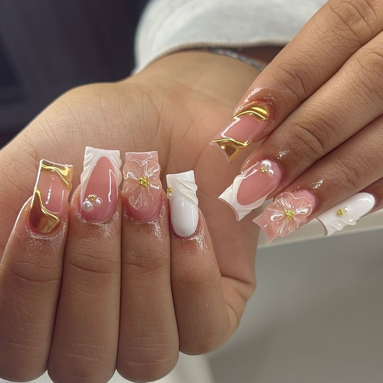 24 ชิ้นหวานขนาดกลางสแควร์เล็บป - Pressed Flower Art บทวิจารณ์และราคา