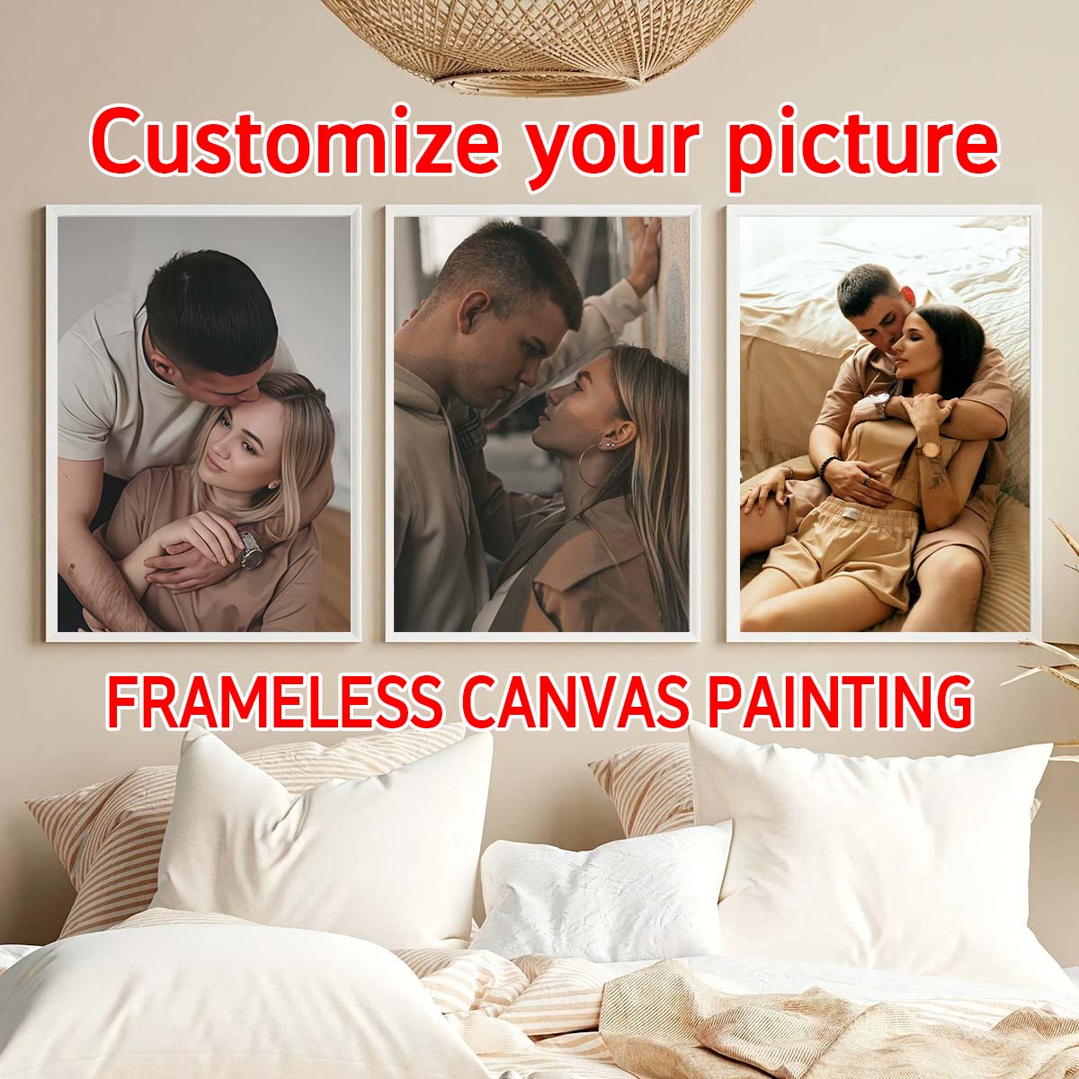 ภาพวาดสีน้ำมันแบบสามชิ้น - กรอ - Engraved Wood Frame บทวิจารณ์และราคา
