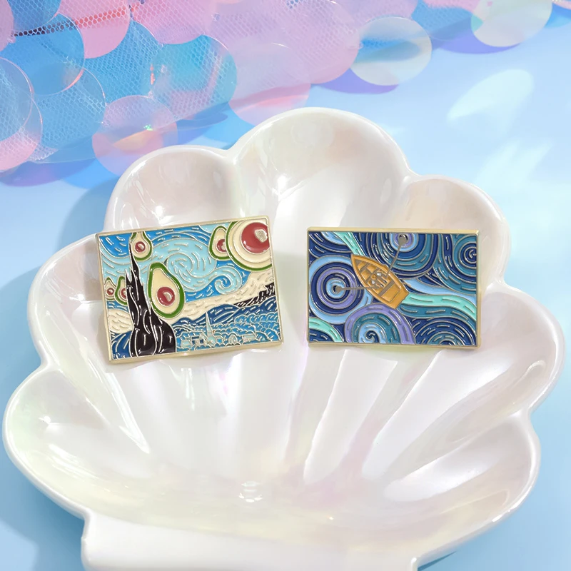หมุดเคลือบภาพวาดสีน้ำมันแบบแอบ - Custom Night Sky บทวิจารณ์และราคา