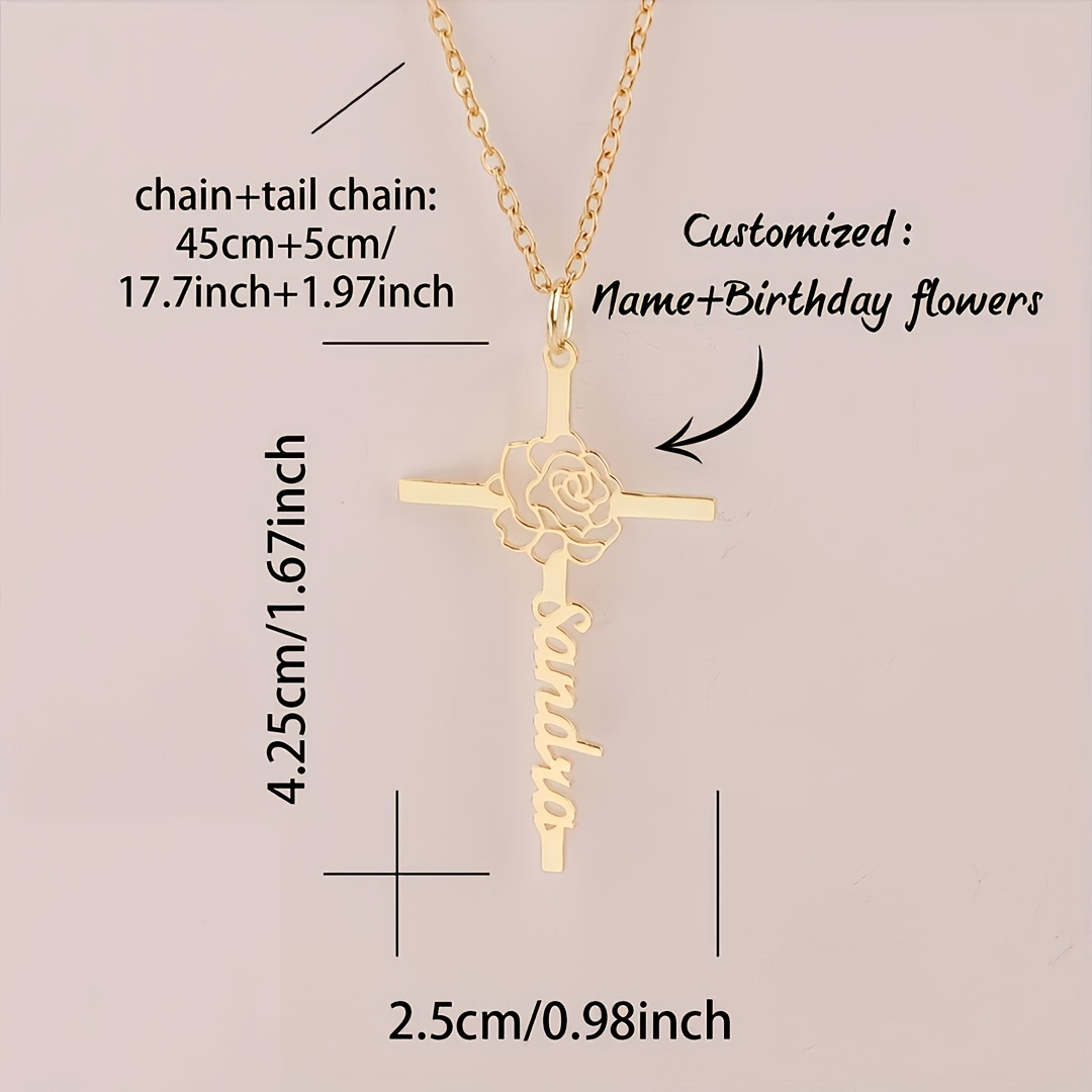 สร้อยคอจี้รูปกางเขนพร้อมดอกไม้ - Birth Flower Necklace บทวิจารณ์และราคา