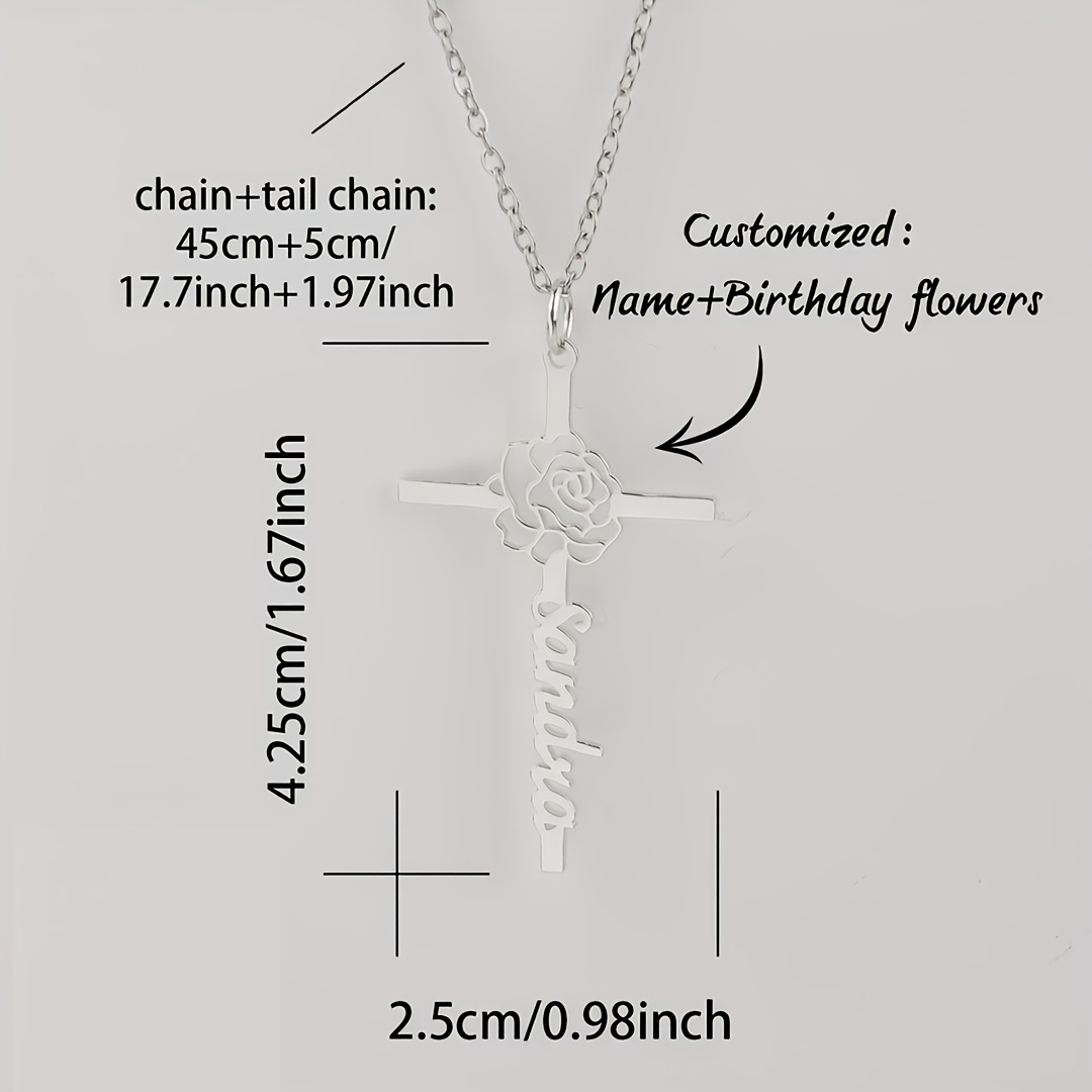 สร้อยคอจี้รูปกางเขนพร้อมดอกไม้ - Birth Flower Necklace บทวิจารณ์และราคา