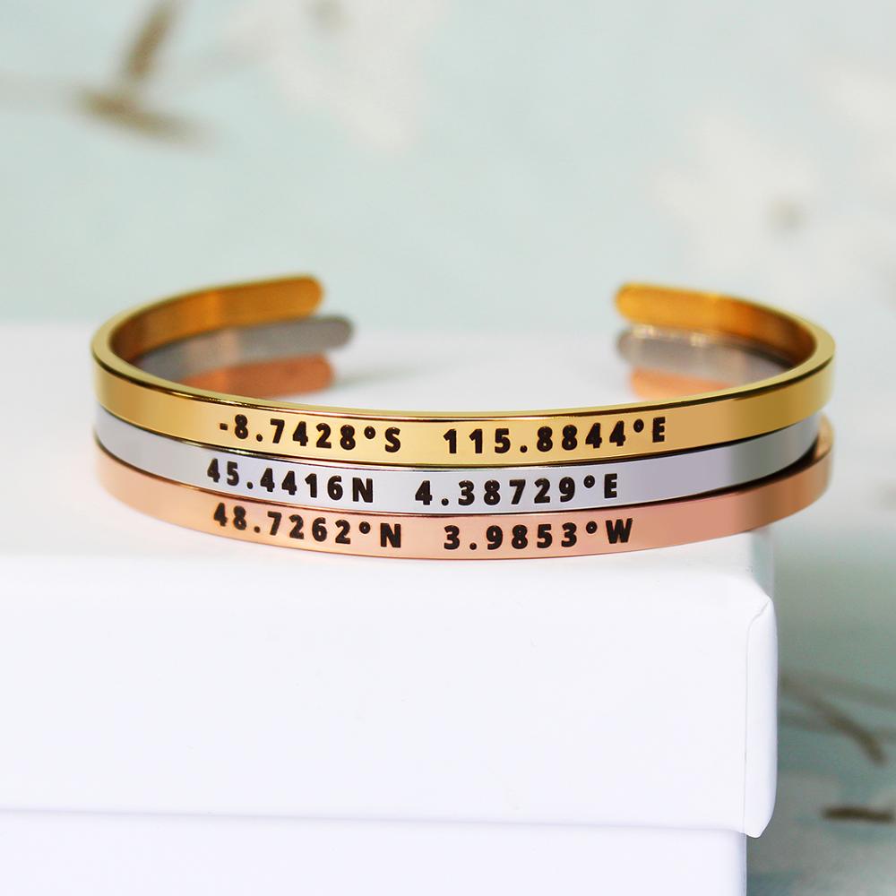 4มม.ความกว้างที่กำหนดเองพิกัดส - Coordinates Bracelet บทวิจารณ์และราคา