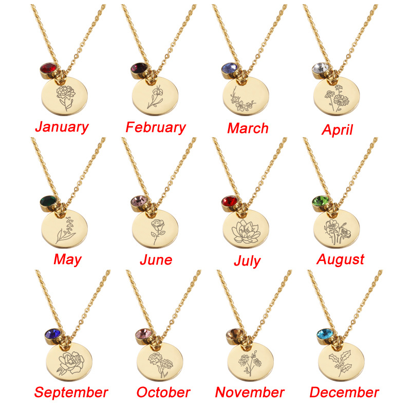 คริสตัล Birthstone สร้อยคอสำหร - Birth Flower Necklace บทวิจารณ์และราคา