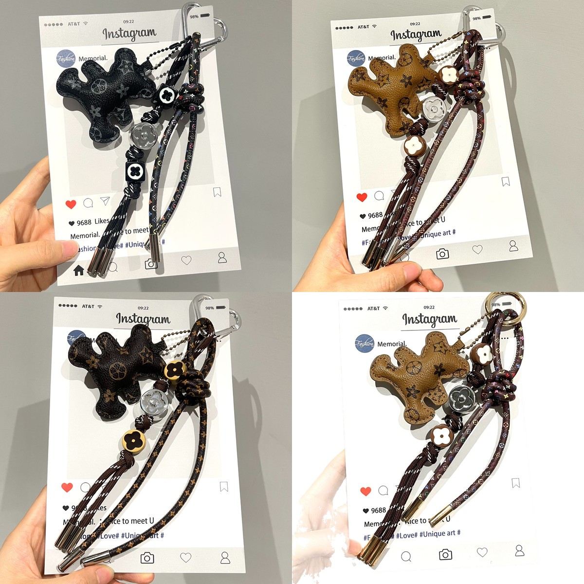 จี้รูปหมีจิ๋วสำหรับกระเป๋า อุป - Monogram Keychain Leather บทวิจารณ์และราคา