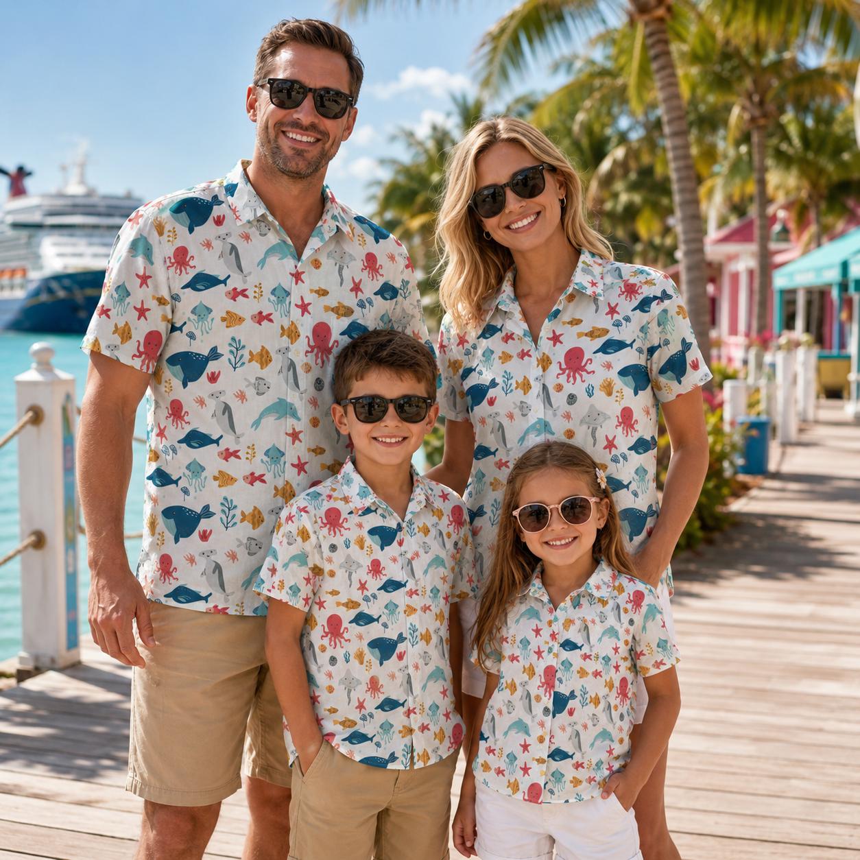 เสื้อเชิ้ตเด็กสไตล์ฮาวาย ลายพื - Family Tree Print บทวิจารณ์และราคา