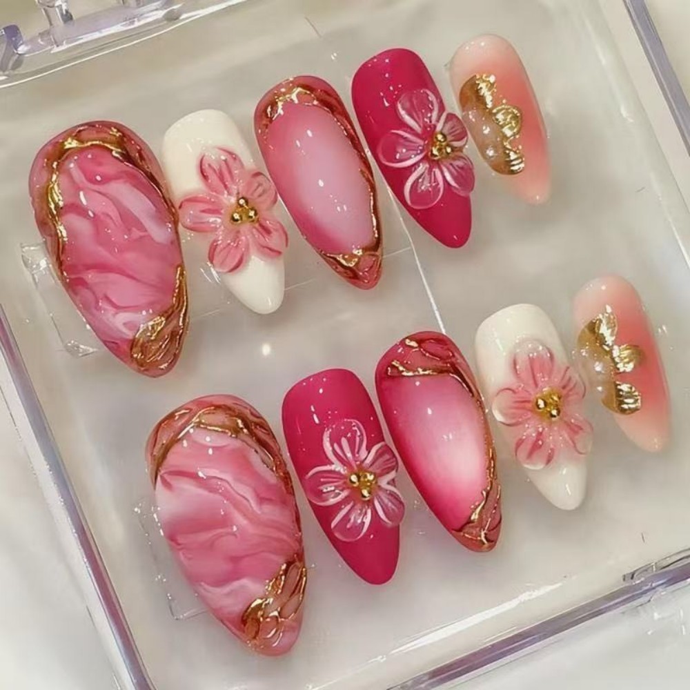 เล็บปลอมแบบกดติด 24 ชิ้น สีเขี - Pressed Flower Art บทวิจารณ์และราคา