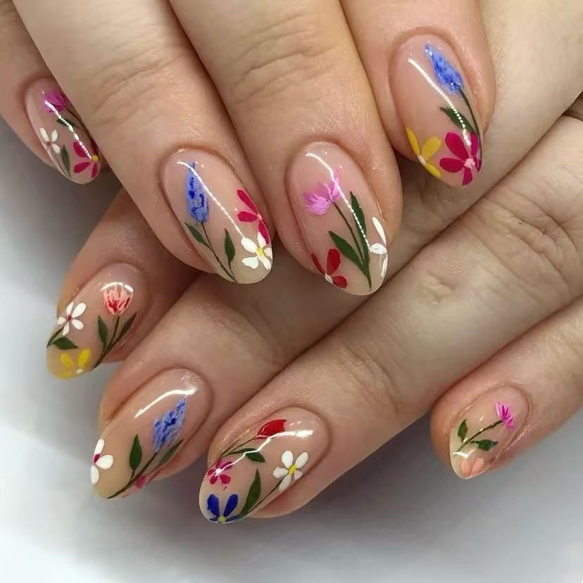 24 ชิ้น Simple อัลมอนด์เล็บเคล - Pressed Flower Art บทวิจารณ์และราคา