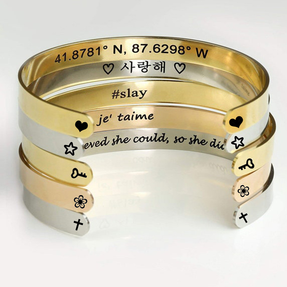กำไลข้อมือสลักชื่อแบบกำหนดเอง  - Coordinates Bracelet บทวิจารณ์และราคา