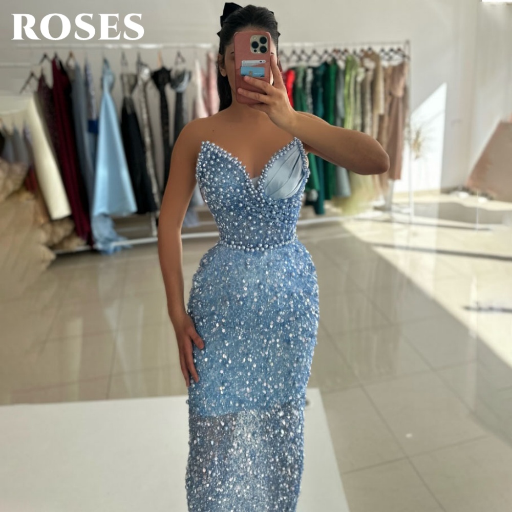 ROSES ชุดเดรสปาร์ตี้สีฟ้าหรูหร - Custom Night Sky บทวิจารณ์และราคา
