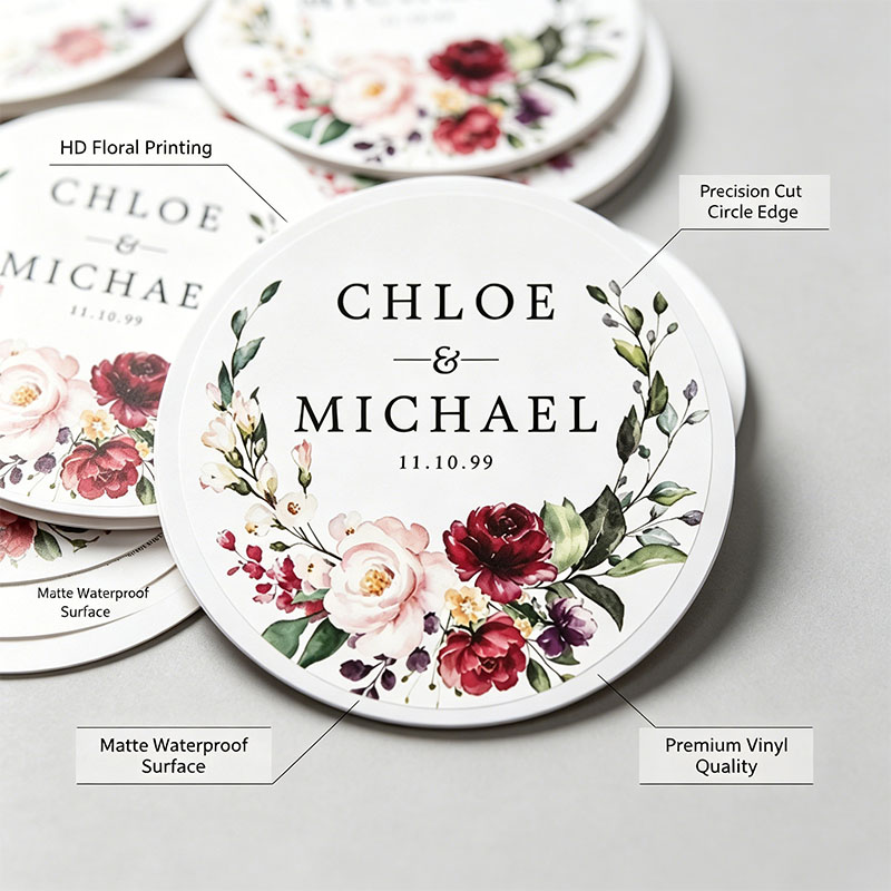 ฉลากปิดผนึกลายดอกไม้สีแดงไวน์ว - Personalized Name Box บทวิจารณ์และราคา