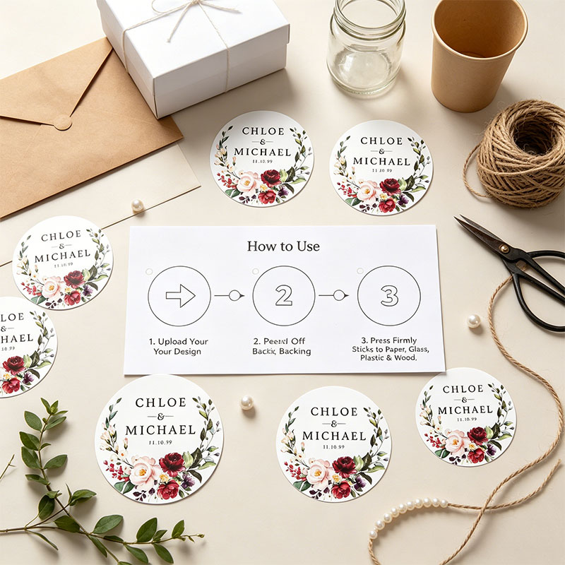 ฉลากปิดผนึกลายดอกไม้สีแดงไวน์ว - Personalized Name Box บทวิจารณ์และราคา