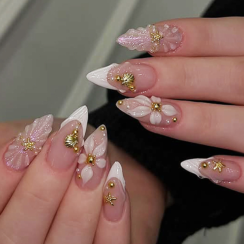 ชุดเล็บปลอมแบบกดติด 24 ชิ้น ลา - Pressed Flower Art บทวิจารณ์และราคา