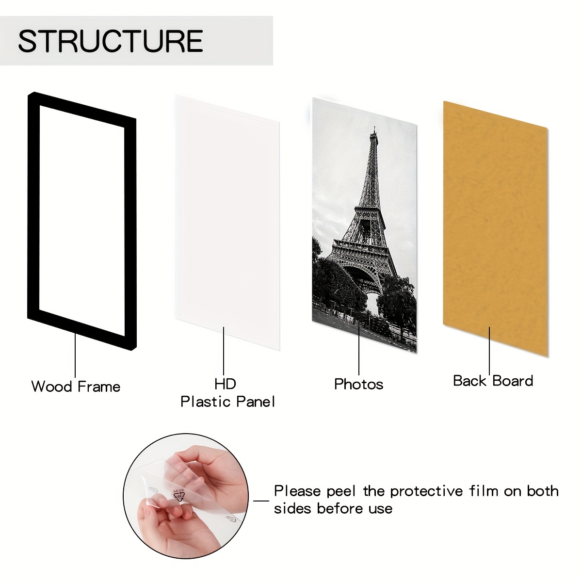 กรอบรูปไม้สีดำขนาด A4 ชุด 5 ชิ - Engraved Wood Frame บทวิจารณ์และราคา