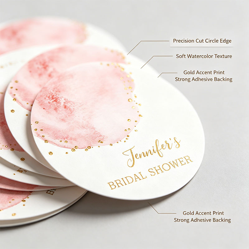 สติกเกอร์กลมสีชมพูทองแบบกำหนดเ - Personalized Name Box บทวิจารณ์และราคา