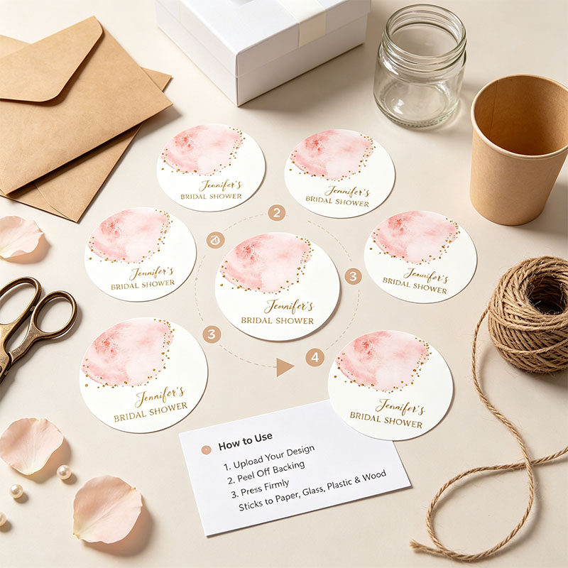 สติกเกอร์กลมสีชมพูทองแบบกำหนดเ - Personalized Name Box บทวิจารณ์และราคา
