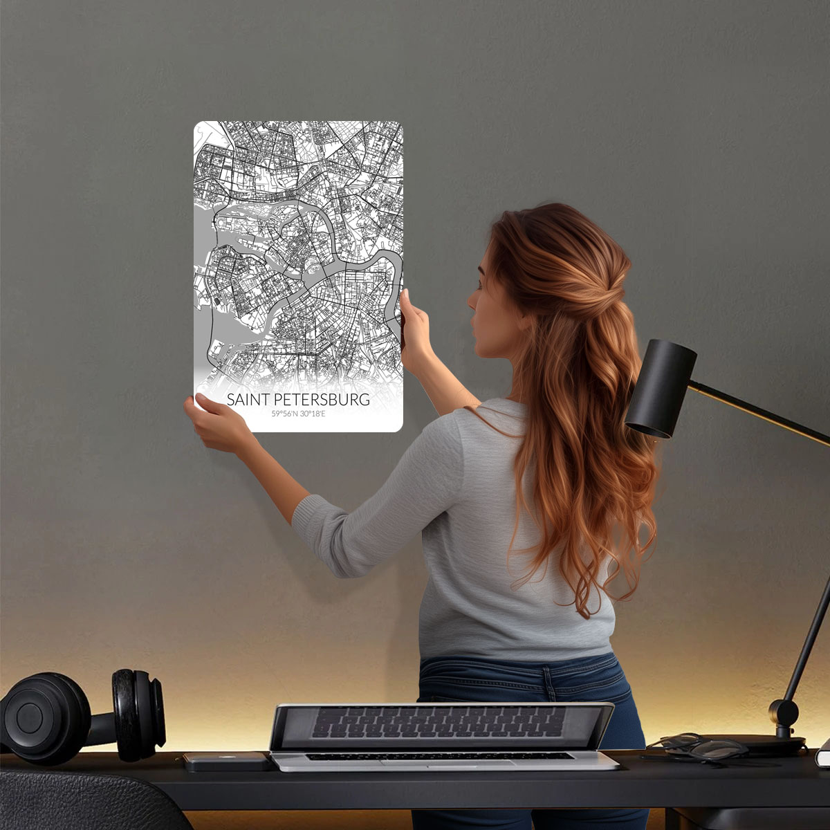 เซนต์ปีเตอร์สเบิร์กสีขาวแผนที่ - Custom Map Poster บทวิจารณ์และราคา