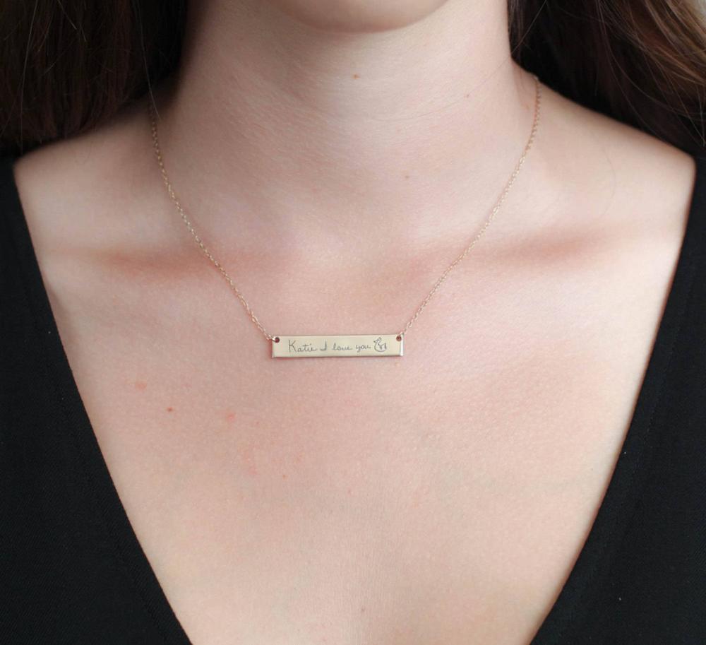 Custom Customจริงลายมือชื่อสร้ - Handwriting Necklace Bar บทวิจารณ์และราคา
