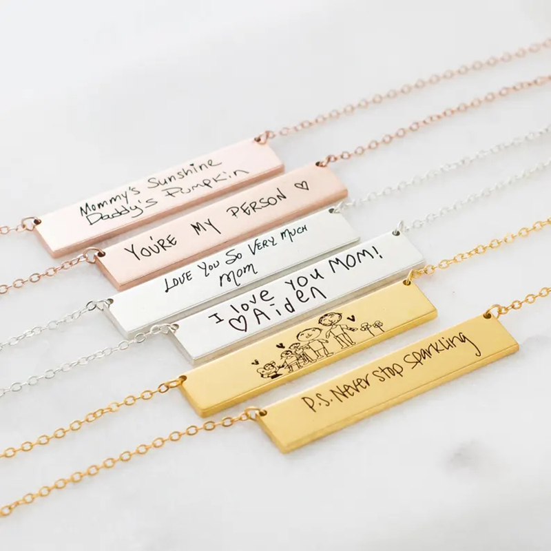 ชื่อลายมือสร้อยคอจี้บาร์สแตนเล - Handwriting Necklace Bar บทวิจารณ์และราคา