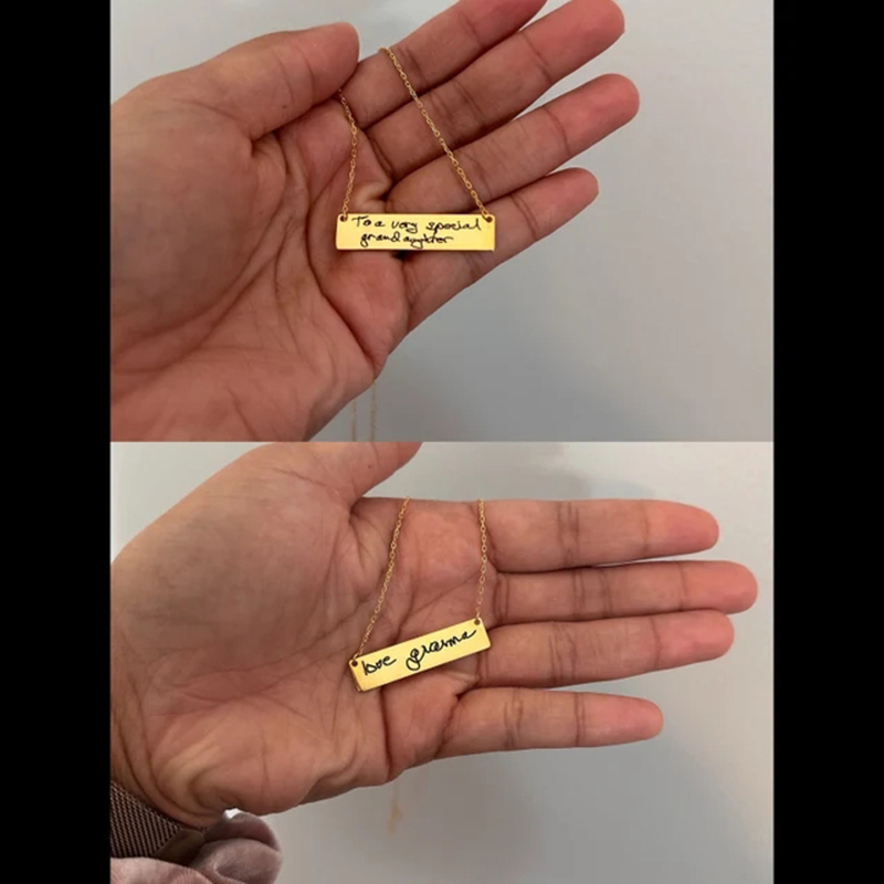 ชื่อลายมือสร้อยคอจี้บาร์สแตนเล - Handwriting Necklace Bar บทวิจารณ์และราคา