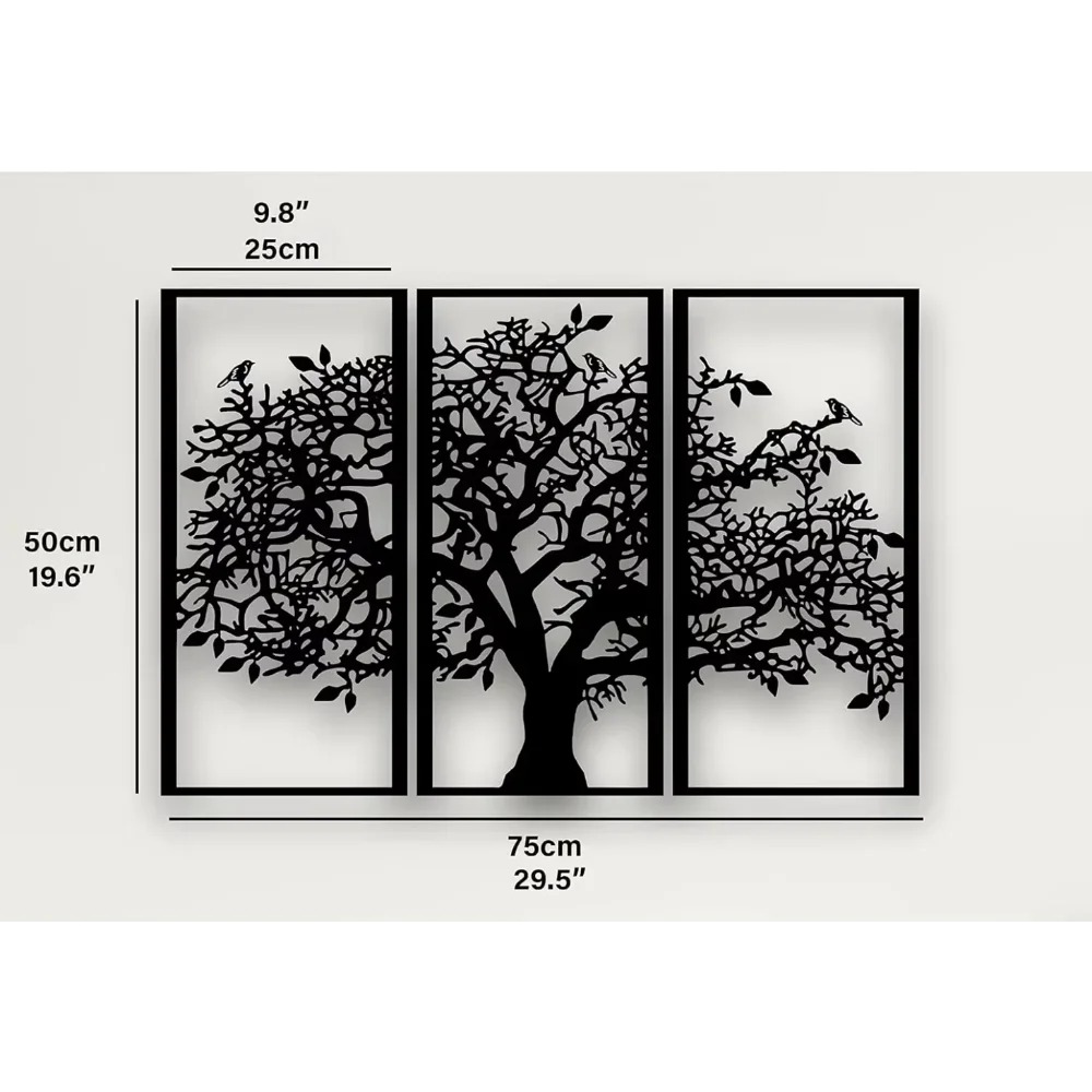 3 ชิ้น งานศิลปะติดผนังโลหะรูปต - Family Tree Print บทวิจารณ์และราคา