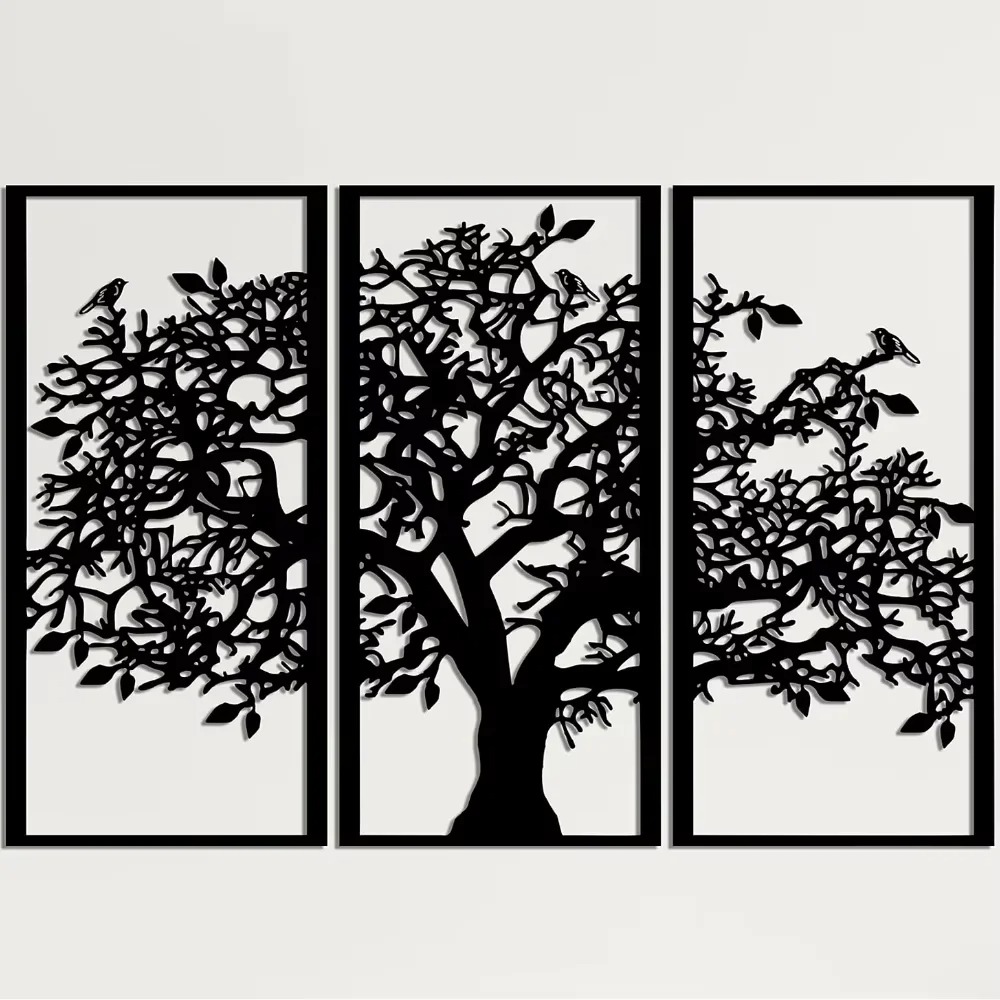 3 ชิ้น งานศิลปะติดผนังโลหะรูปต - Family Tree Print บทวิจารณ์และราคา