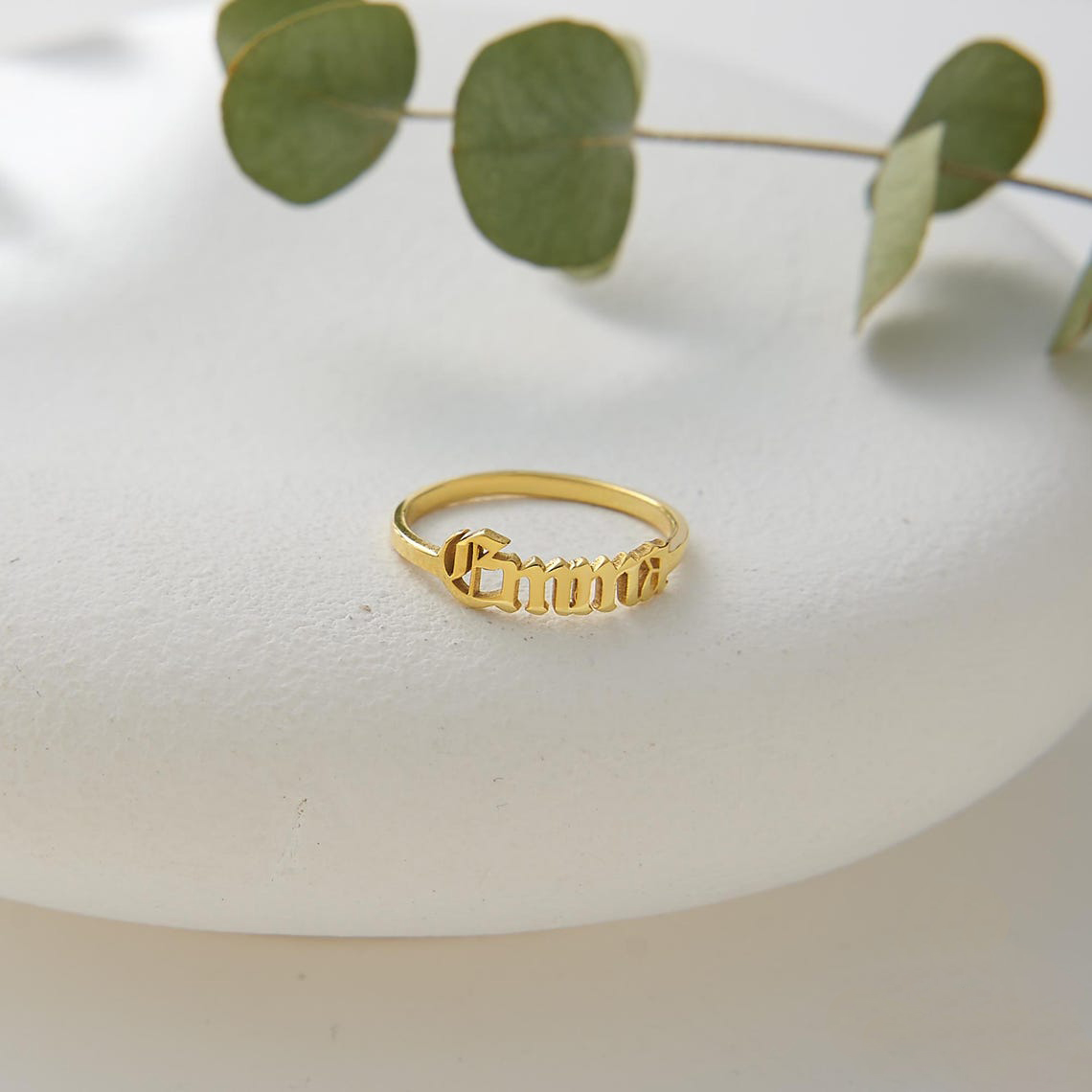 CUSTOM GOLD แหวนผู้หญิงแหวนโกธ - Initial Ring Custom บทวิจารณ์และราคา