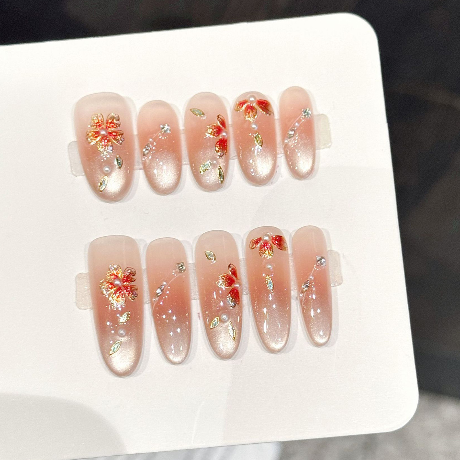 เล็บปลอมทำมือ 10 ชิ้น กดติดเล็ - Pressed Flower Art บทวิจารณ์และราคา