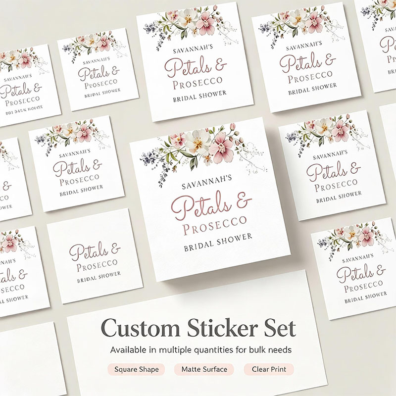 สติกเกอร์สี่เหลี่ยมลายดอกไม้สี - Personalized Name Box บทวิจารณ์และราคา